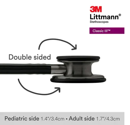 3M™ Littmann® Classic III™ Monitoring Stethoscope, 5811, Smoke-Finish, Black Tube, 27 inch image 8