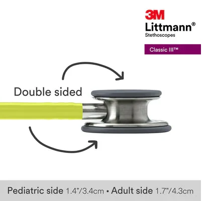 3M™ Littmann® Classic III™ Monitoring Stethoscope, 5839, Lemon-Lime Tube image 10