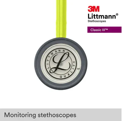 3M™ Littmann® Classic III™ Monitoring Stethoscope, 5839, Lemon-Lime Tube image 9