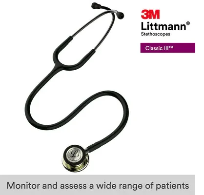 3M™ Littmann® Classic III™ Monitoring Stethoscope, 5861, Champagne - Finish Chestpiece, Black Tube, Smoke Stem image 8