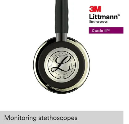 3M™ Littmann® Classic III™ Monitoring Stethoscope, 5861, Champagne - Finish Chestpiece, Black Tube, Smoke Stem image 9