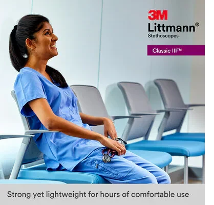 3M™ Littmann® Classic III™ Monitoring Stethoscope, 5862, Mirror - Finish Chestpiece, Raspberry Tube, Smoke image 10