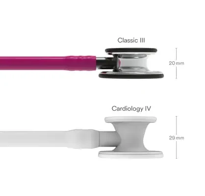 3M™ Littmann® Classic III™ Monitoring Stethoscope, 5862, Mirror - Finish Chestpiece, Raspberry Tube, Smoke image 3