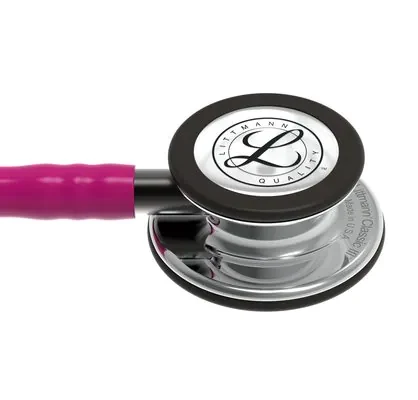 3M™ Littmann® Classic III™ Monitoring Stethoscope, 5862, Mirror - Finish Chestpiece, Raspberry Tube, Smoke image 4