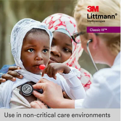 3M™ Littmann® Classic III™ Monitoring Stethoscope, 5862, Mirror - Finish Chestpiece, Raspberry Tube, Smoke image 9