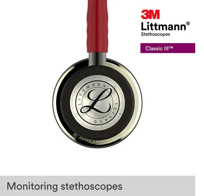 3M™ Littmann® Classic III™ Monitoring Stethoscope, 5864, Champagne - Finish Chestpiece, Burgundy Tube, Smoke Stem image 10