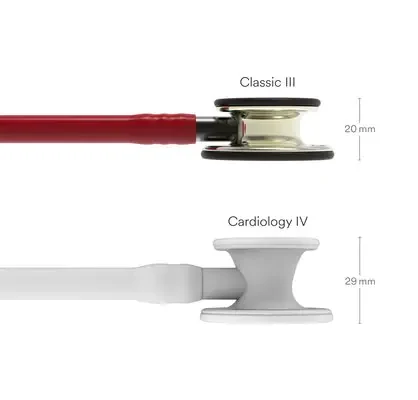 3M™ Littmann® Classic III™ Monitoring Stethoscope, 5864, Champagne - Finish Chestpiece, Burgundy Tube, Smoke Stem image 3