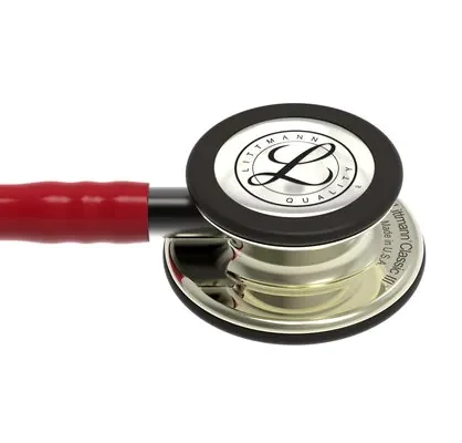 3M™ Littmann® Classic III™ Monitoring Stethoscope, 5864, Champagne - Finish Chestpiece, Burgundy Tube, Smoke Stem image 4