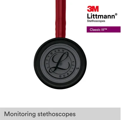 3M™ Littmann® Classic III™ Monitoring Stethoscope, 5868, Black-Finish Chestpiece, stem and headset, Burgundy Tube image 10