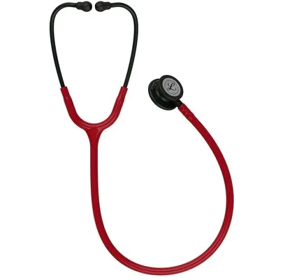3M™ Littmann® Classic III™ Monitoring Stethoscope, 5868, Black-Finish Chestpiece, stem and headset, Burgundy Tube alternate view image 2