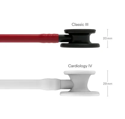 3M™ Littmann® Classic III™ Monitoring Stethoscope, 5868, Black-Finish Chestpiece, stem and headset, Burgundy Tube image 3