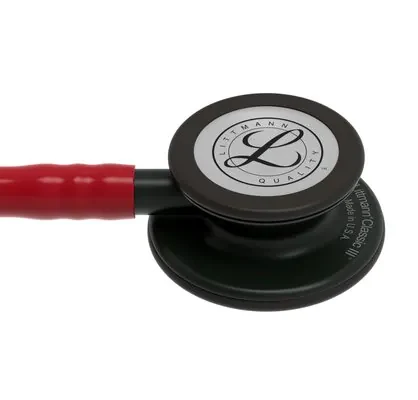 3M™ Littmann® Classic III™ Monitoring Stethoscope, 5868, Black-Finish Chestpiece, stem and headset, Burgundy Tube image 5