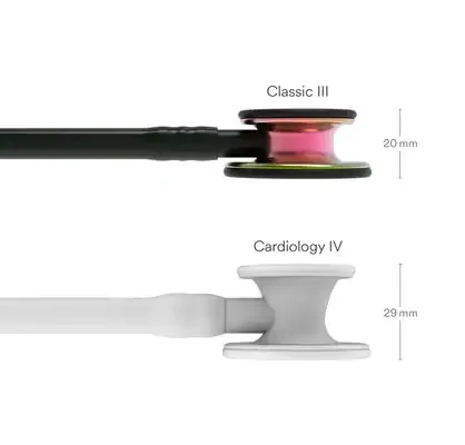 3M™ Littmann® Classic III™ Monitoring Stethoscope, 5870, Rainbow-Finish Chestpiece, black stem and headset, Black Tube image 3