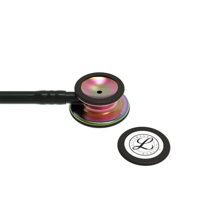3M™ Littmann® Classic III™ Monitoring Stethoscope, 5870, Rainbow-Finish Chestpiece, black stem and headset, Black Tube image 5