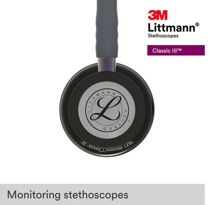 3M™ Littmann® Classic III™ Monitoring Stethoscope, 5873, Smoke Chestpiece, Gray Tube, Violet Gray Stem image 10