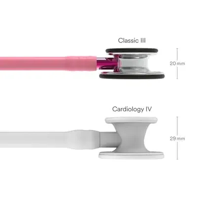 3M™ Littmann® Classic III™ Stethoscope, Mirror Finish Chestpiece, Pearl Pink Tube, Pink Stem and Smoke Headset, 5962 image 3