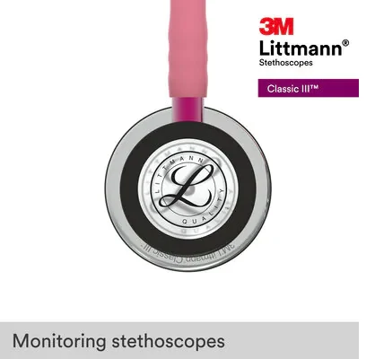 3M™ Littmann® Classic III™ Stethoscope, Mirror Finish Chestpiece, Pearl Pink Tube, Pink Stem and Smoke Headset, 5962 image 9