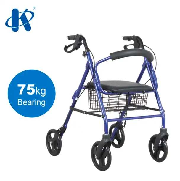 Aluminum Frame 4 Wheeled Four Wheel Walker With Seat Deluxe Design Heavy Duty Rollator KY 9146L alternate view image 2