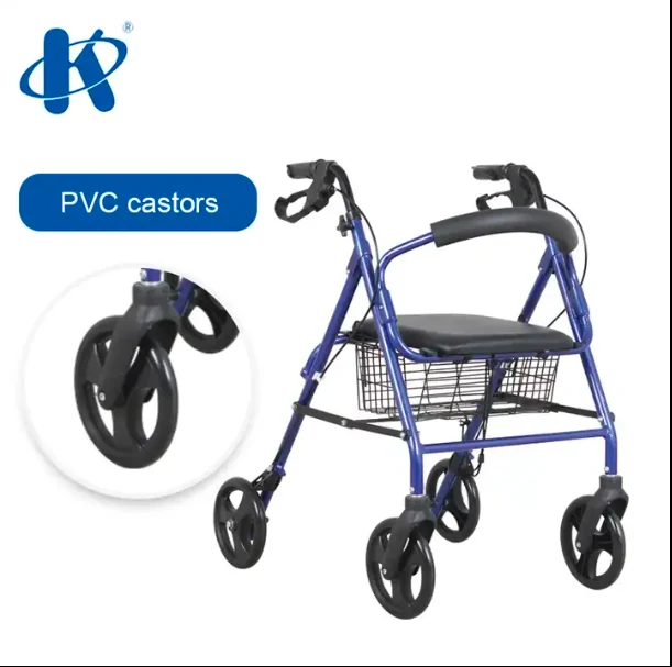 Aluminum Frame 4 Wheeled Four Wheel Walker With Seat Deluxe Design Heavy Duty Rollator KY 9146L image 3