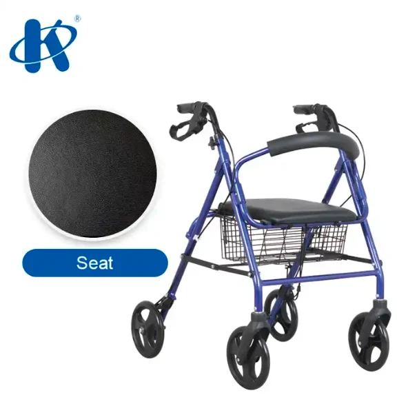 Aluminum Frame 4 Wheeled Four Wheel Walker With Seat Deluxe Design Heavy Duty Rollator KY 9146L image 5
