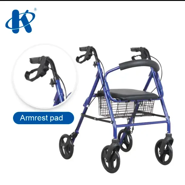 Aluminum Frame 4 Wheeled Four Wheel Walker With Seat Deluxe Design Heavy Duty Rollator KY 9146L image 6