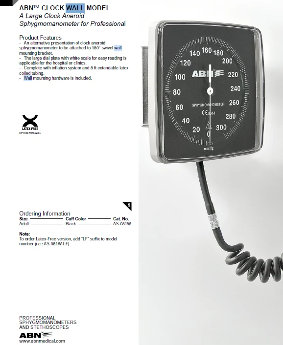 BP MONITOR ABN - CLOCK WALL TYPE ANEROID alternate view image 2