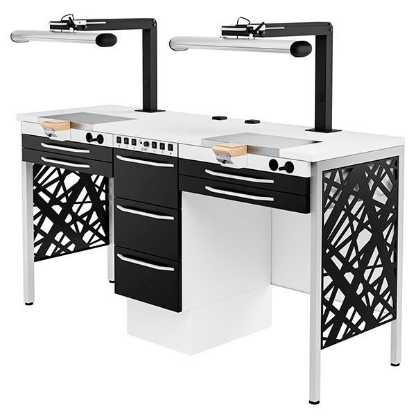 Dental laboratory workstation with 2 workstations XL2