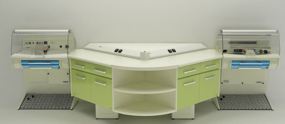 Dental laboratory workstation with footrest Area 01