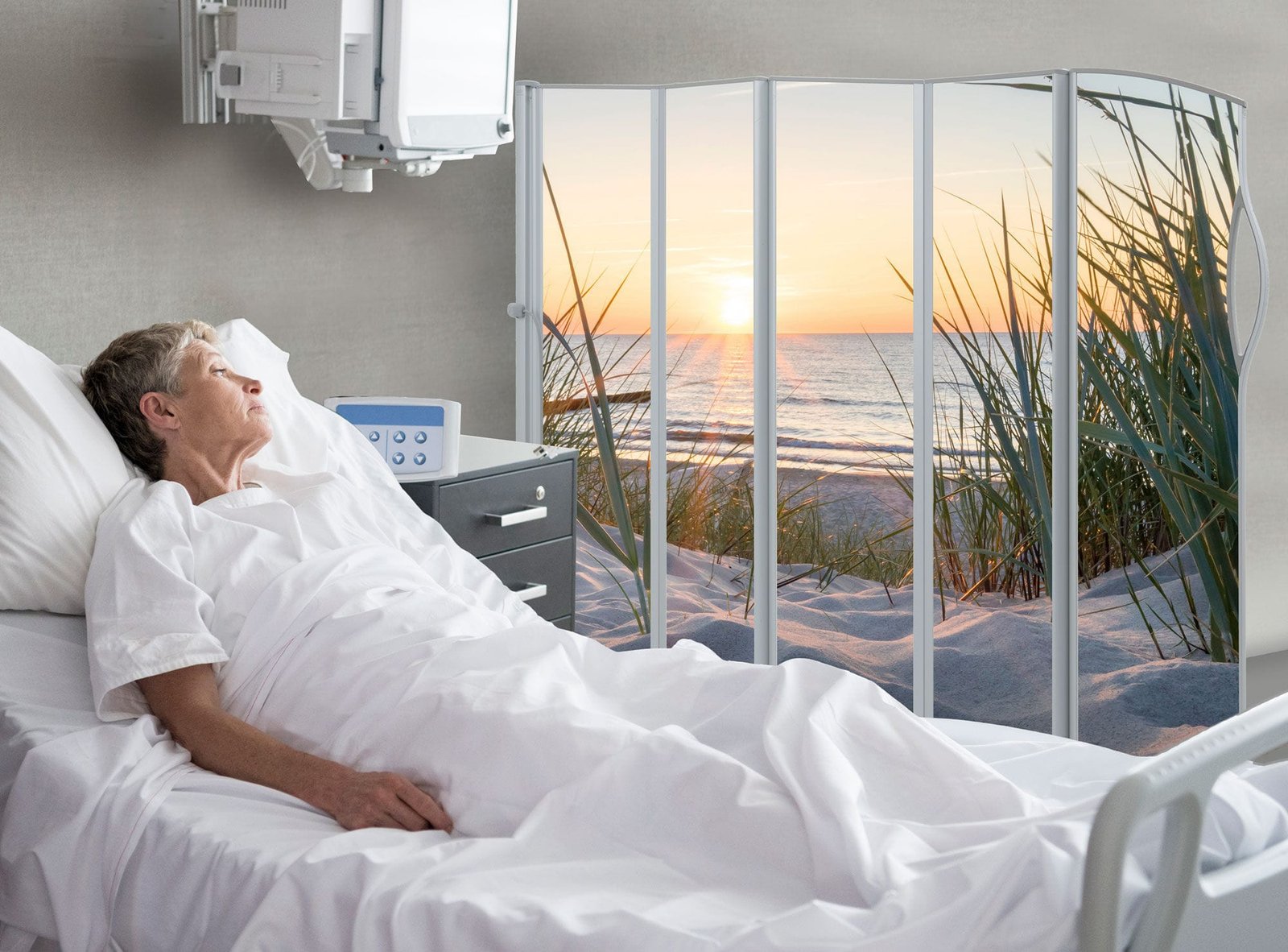 Folding hospital privacy screen PhotoPanels™ alternate view image 2