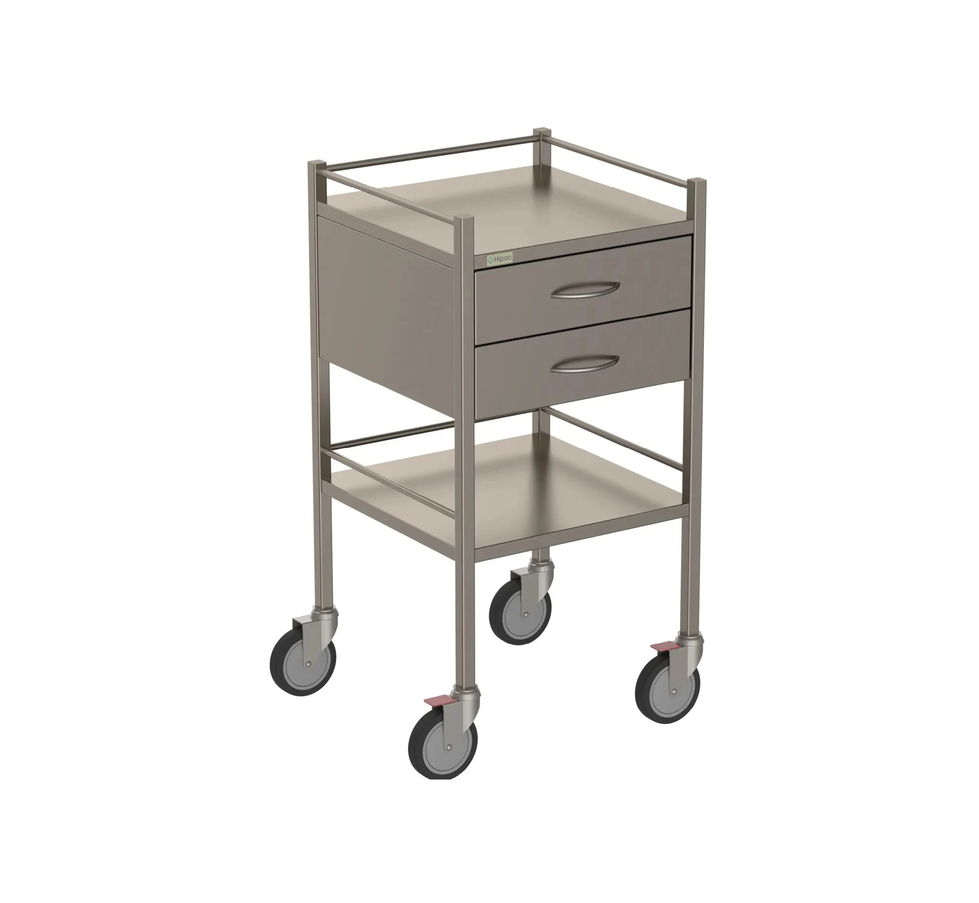 INSTRUMENT TROLLEY STAINLESS STEEL WITH TWO DRAW image 3