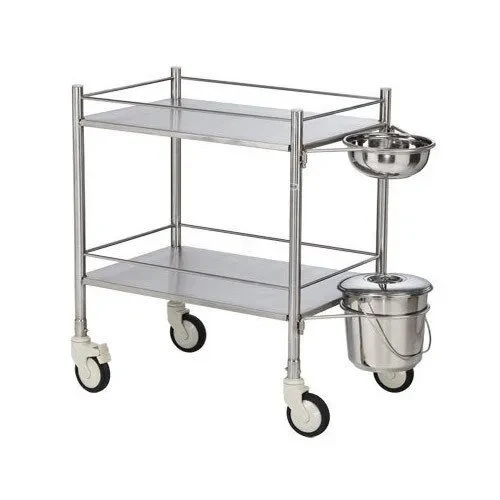 INSTRUMENT TROLLEY WITH BOWL AND BUCKET STAINLESS STEEL image 3