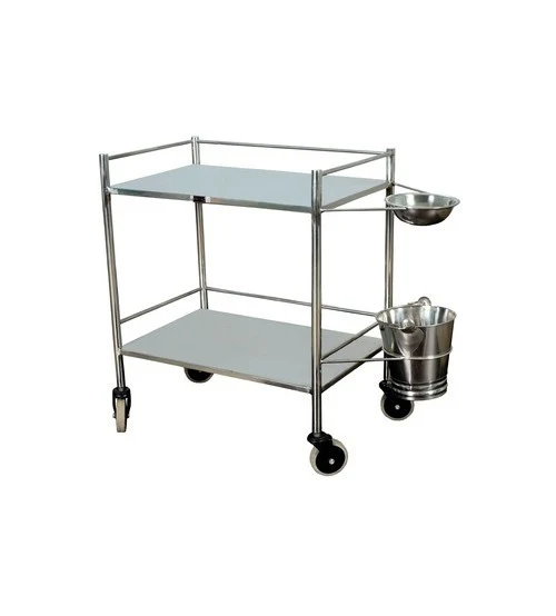 INSTRUMENT TROLLEY WITH BOWL AND BUCKET STAINLESS STEEL