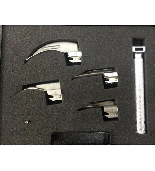 LARYNGOSCOPE SET OF 4 BALDES PEADS STAINLESS STEEL DODYS