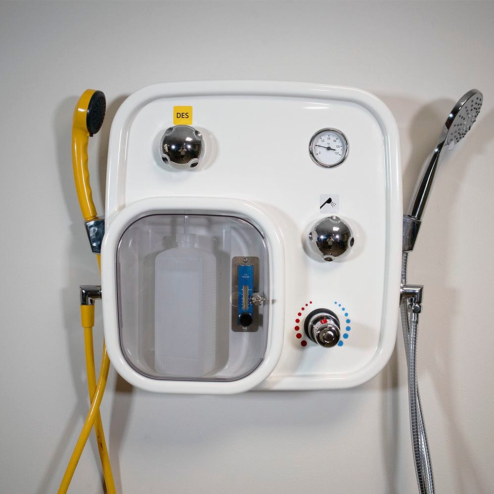 Shower panel with desinfection