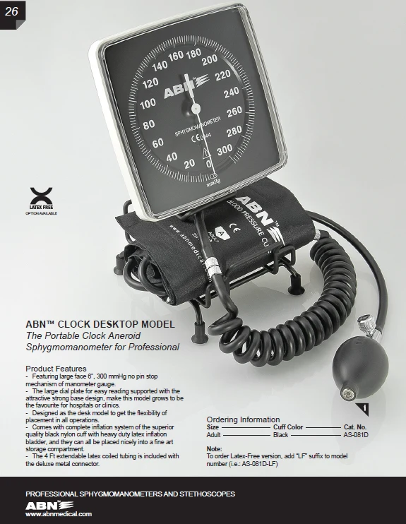 The Portable Clock Aneroid Sphygmomanometer for Professional ABN™ REGAL DESKTOP alternate view image 2