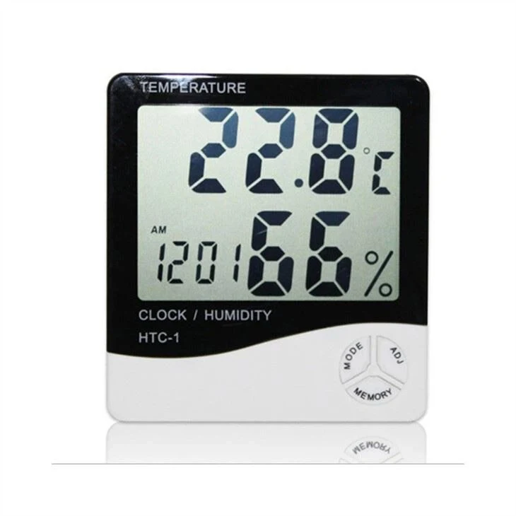 THERMOMETER HYGROMETER - TEMPERATURE HUMIDITY CLOCK - HTC-1 DIGITAL alternate view image 2